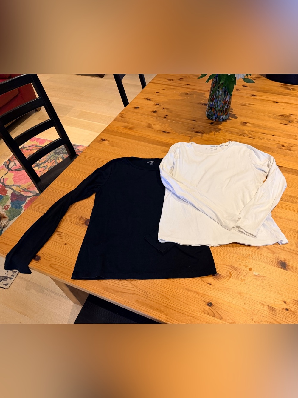 J. Crew Mercantile Long-Sleeve Crewneck Tees - Black & White